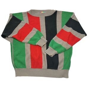 Vintage Rare Levi's Sport's Mens Sweater 80's Garmet Sample Rainbow Stripe sz L